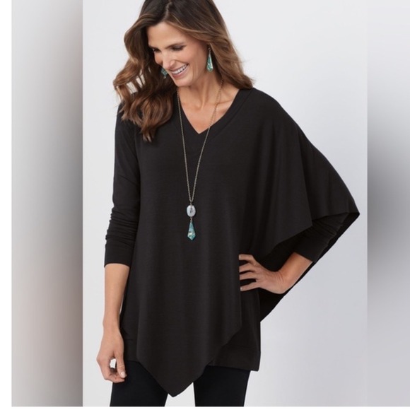 Soft Surroundings Tops - Soft Surroundings Madeline Asymmetrical Black Tunic Top Size 1X